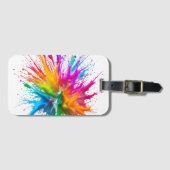 Vibrant Rainbow Paint Splatter Explosion Bagagelabel (Voorkant (horizontaal))
