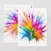 Vibrant Rainbow Paint Splatter Explosion Briefkaart (Voorkant / Achterkant)