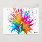 Vibrant Rainbow Paint Splatter Explosion Briefkaart (Achterkant)