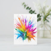 Vibrant Rainbow Paint Splatter Explosion Briefkaart (Staand voorkant)