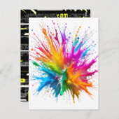Vibrant Rainbow Paint Splatter Explosion Briefkaart (Voorkant / Achterkant)