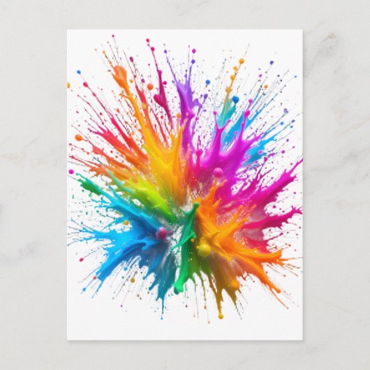 Vibrant Rainbow Paint Splatter Explosion Briefkaart (Voorkant)