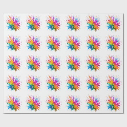 Vibrant Rainbow Paint Splatter Explosion Cadeaupapier (Vlak)