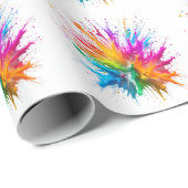 Vibrant Rainbow Paint Splatter Explosion Cadeaupapier (Rol Hoek)