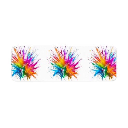 Vibrant Rainbow Paint Splatter Explosion Etiket (Voorkant)
