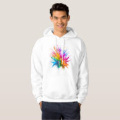 Vibrant Rainbow Paint Splatter Explosion Hoodie (Voorkant volledig)