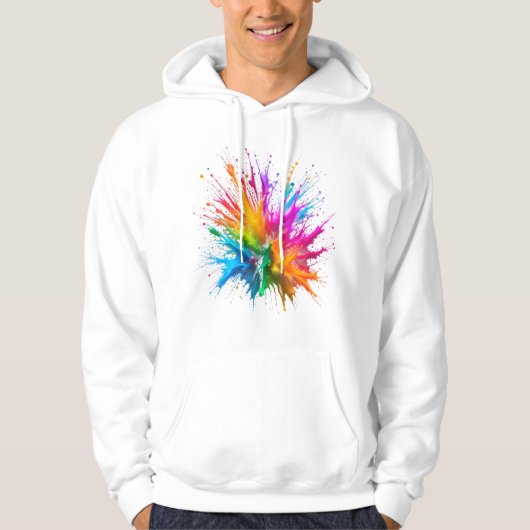 Vibrant Rainbow Paint Splatter Explosion Hoodie (Voorkant)