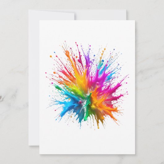 Vibrant Rainbow Paint Splatter Explosion Kaart (Voorkant)