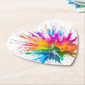 Vibrant Rainbow Paint Splatter Explosion Kartonnen Onderzetters (Gekanteld)