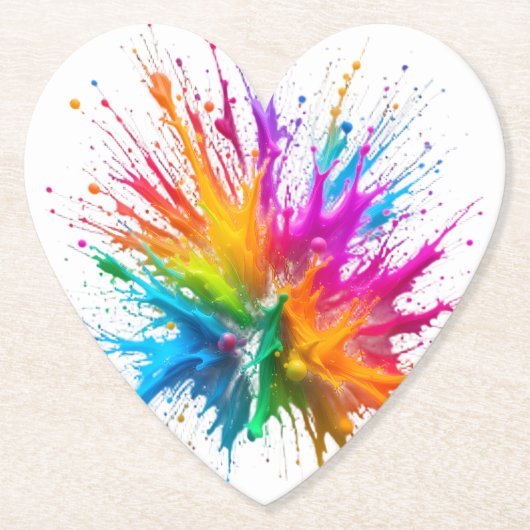 Vibrant Rainbow Paint Splatter Explosion Kartonnen Onderzetters (Voorkant)