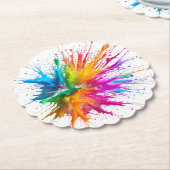 Vibrant Rainbow Paint Splatter Explosion Kartonnen Onderzetters (Gekanteld)
