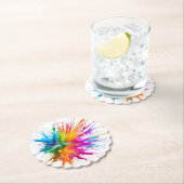 Vibrant Rainbow Paint Splatter Explosion Kartonnen Onderzetters (Insitu)