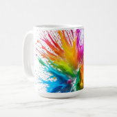 Vibrant Rainbow Paint Splatter Explosion Koffiemok (Voorkant links)