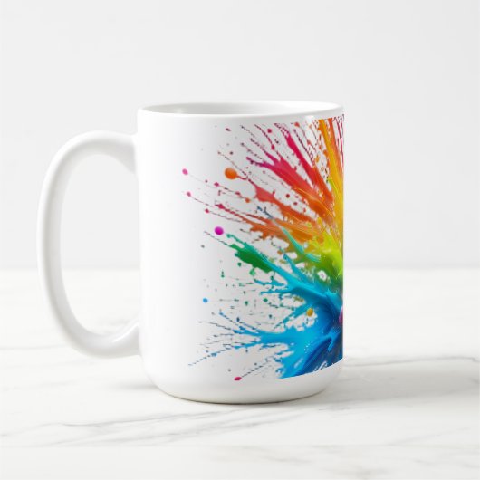 Vibrant Rainbow Paint Splatter Explosion Koffiemok (Links)
