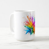 Vibrant Rainbow Paint Splatter Explosion Koffiemok (Voorkant links)
