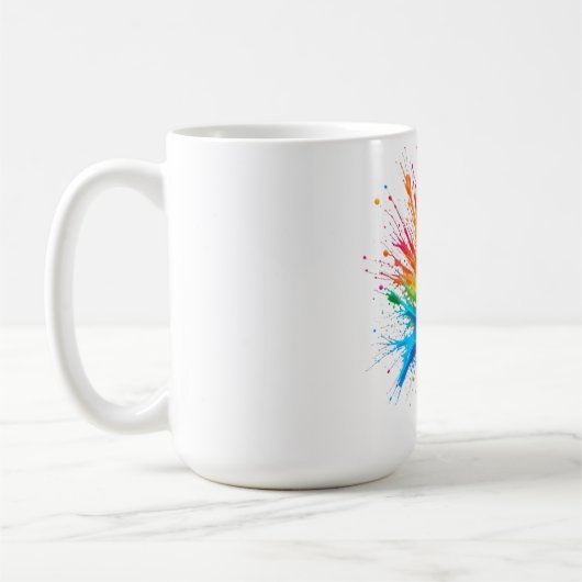 Vibrant Rainbow Paint Splatter Explosion Koffiemok (Links)