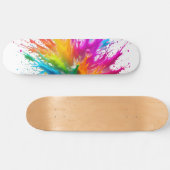 Vibrant Rainbow Paint Splatter Explosion Persoonlijk Skateboard (Horizontaal)