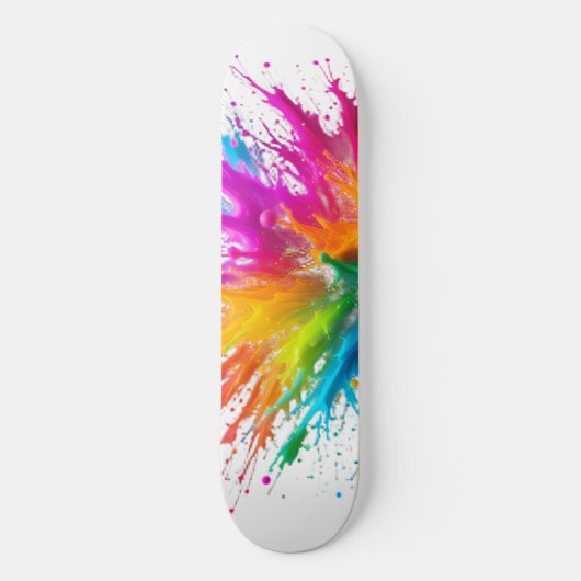 Vibrant Rainbow Paint Splatter Explosion Persoonlijk Skateboard (Voorkant)