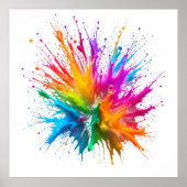 Vibrant Rainbow Paint Splatter Explosion Poster (Voorkant)