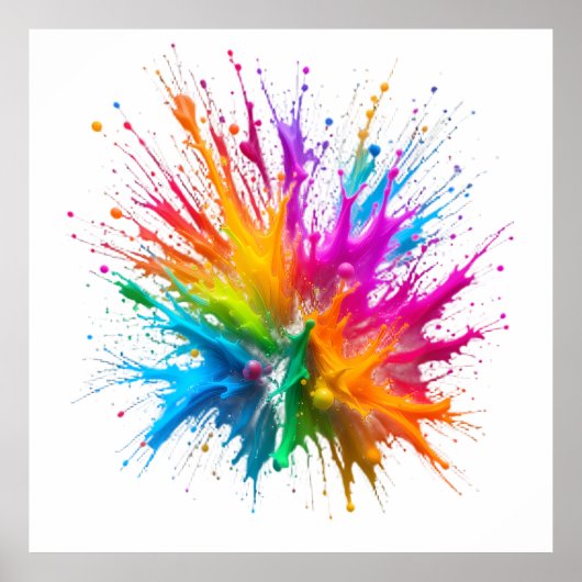Vibrant Rainbow Paint Splatter Explosion Poster (Voorkant)