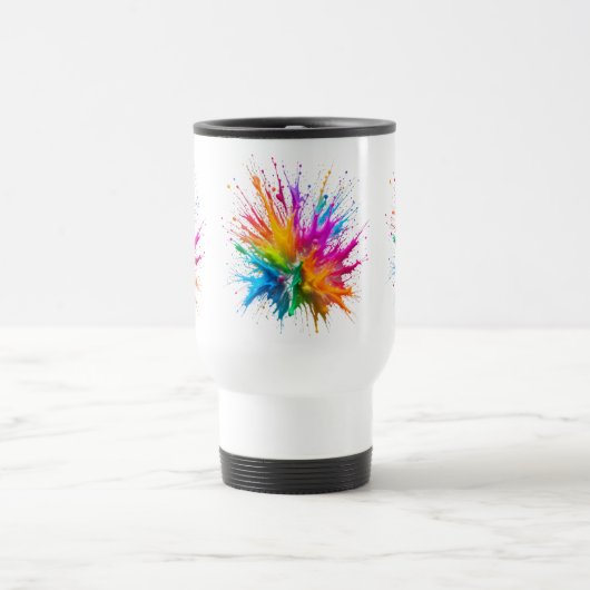 Vibrant Rainbow Paint Splatter Explosion Reisbeker (Center)