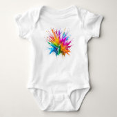 Vibrant Rainbow Paint Splatter Explosion Romper (Voorkant)