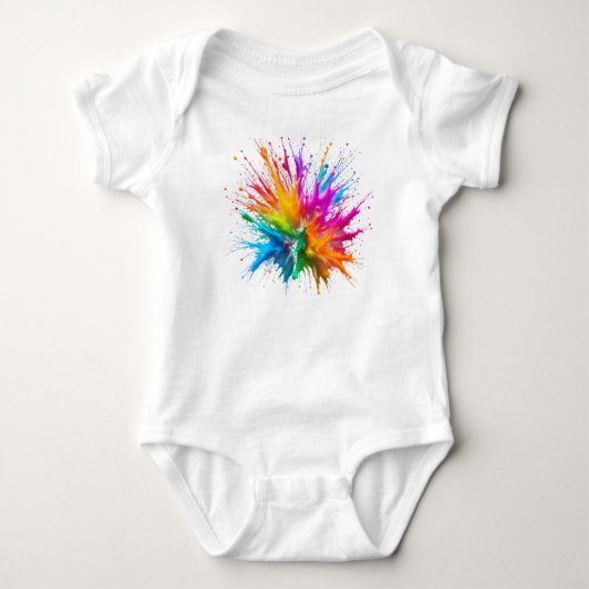 Vibrant Rainbow Paint Splatter Explosion Romper (Voorkant)
