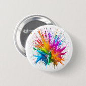 Vibrant Rainbow Paint Splatter Explosion Ronde Button 5,7 Cm (Voorkant /achterkant)