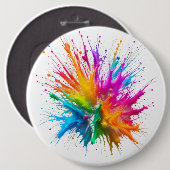 Vibrant Rainbow Paint Splatter Explosion Ronde Button 6,0 Cm (Voorkant /achterkant)