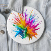 Vibrant Rainbow Paint Splatter Explosion Ronde Button 6,0 Cm (In situ)