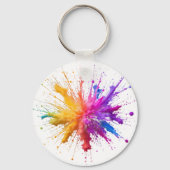 Vibrant Rainbow Paint Splatter Explosion Sleutelhanger (Achterkant)