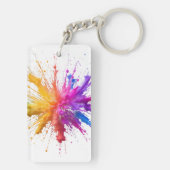 Vibrant Rainbow Paint Splatter Explosion Sleutelhanger (achterkant)