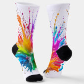 Vibrant Rainbow Paint Splatter Explosion Sokken (Gebogen)