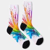 Vibrant Rainbow Paint Splatter Explosion Sokken (Rechts)