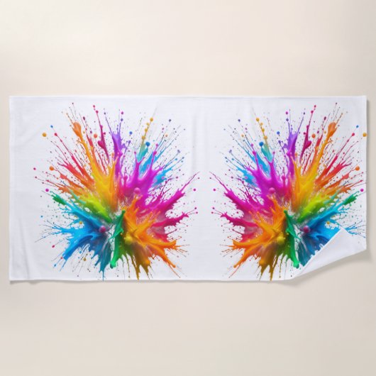 Vibrant Rainbow Paint Splatter Explosion Strandlaken (Voorkant)