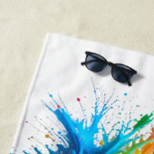 Vibrant Rainbow Paint Splatter Explosion Strandlaken (In situ)