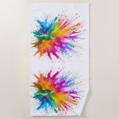 Vibrant Rainbow Paint Splatter Explosion Strandlaken (Voorkant)