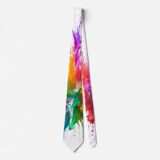 Vibrant Rainbow Paint Splatter Explosion Stropdas (Voorkant)
