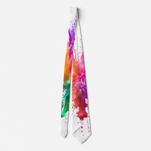 Vibrant Rainbow Paint Splatter Explosion Stropdas (Achterkant)