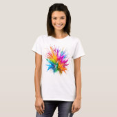 Vibrant Rainbow Paint Splatter Explosion T-shirt (Voorkant volledig)