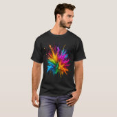 Vibrant Rainbow Paint Splatter Explosion T-shirt (Voorkant volledig)