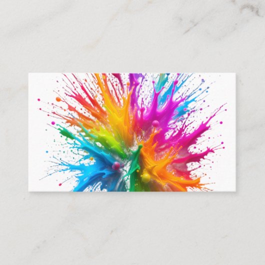 Vibrant Rainbow Paint Splatter Explosion Visitekaartje (Voorkant)