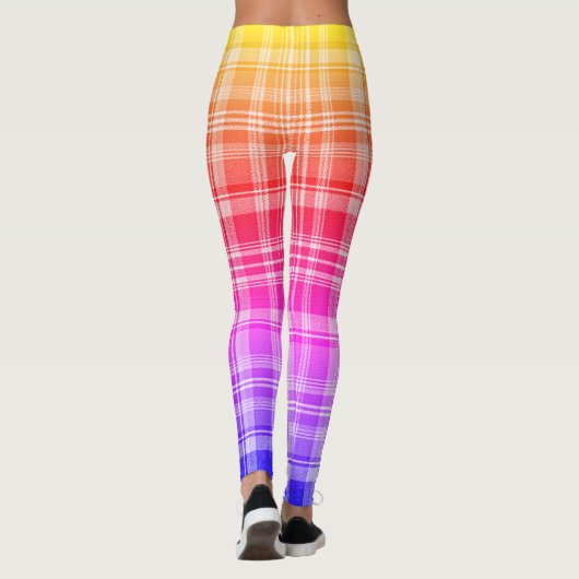 Vibrant Rainbow Plaid Gradient Design Leggings (Achterkant)