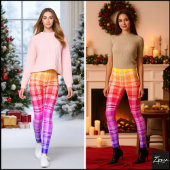 Vibrant Rainbow Plaid Gradient Design Leggings