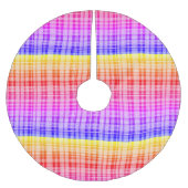 Vibrant Rainbow Plaid Gradient Digital Background Kerstboom Rok (Voorkant)