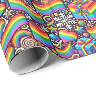Vibrant Rainbow Pride Christmas Wrapping Paper Cadeaupapier