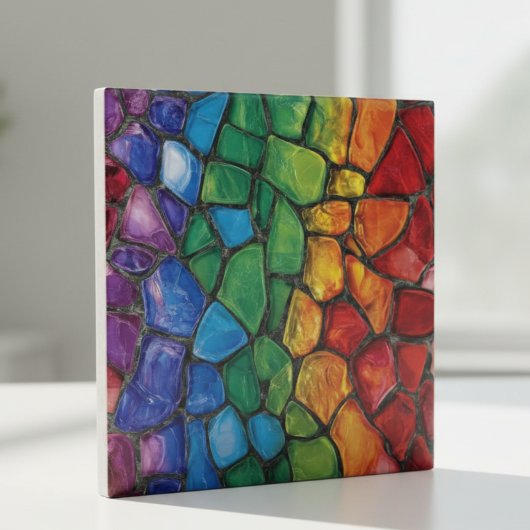 Vibrant Rainbow Pride Glass Mosaic Tegeltje