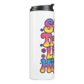Vibrant Rainbow Stay Trippy Hippie Quote Thermosbeker (Gedraaid links)