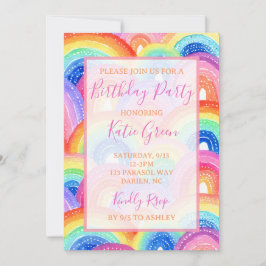 Vibrant Rainbow verjaardagsfeestje uitnodiging