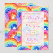 Vibrant Rainbow verjaardagsfeestje uitnodiging (Voorkant / Achterkant)